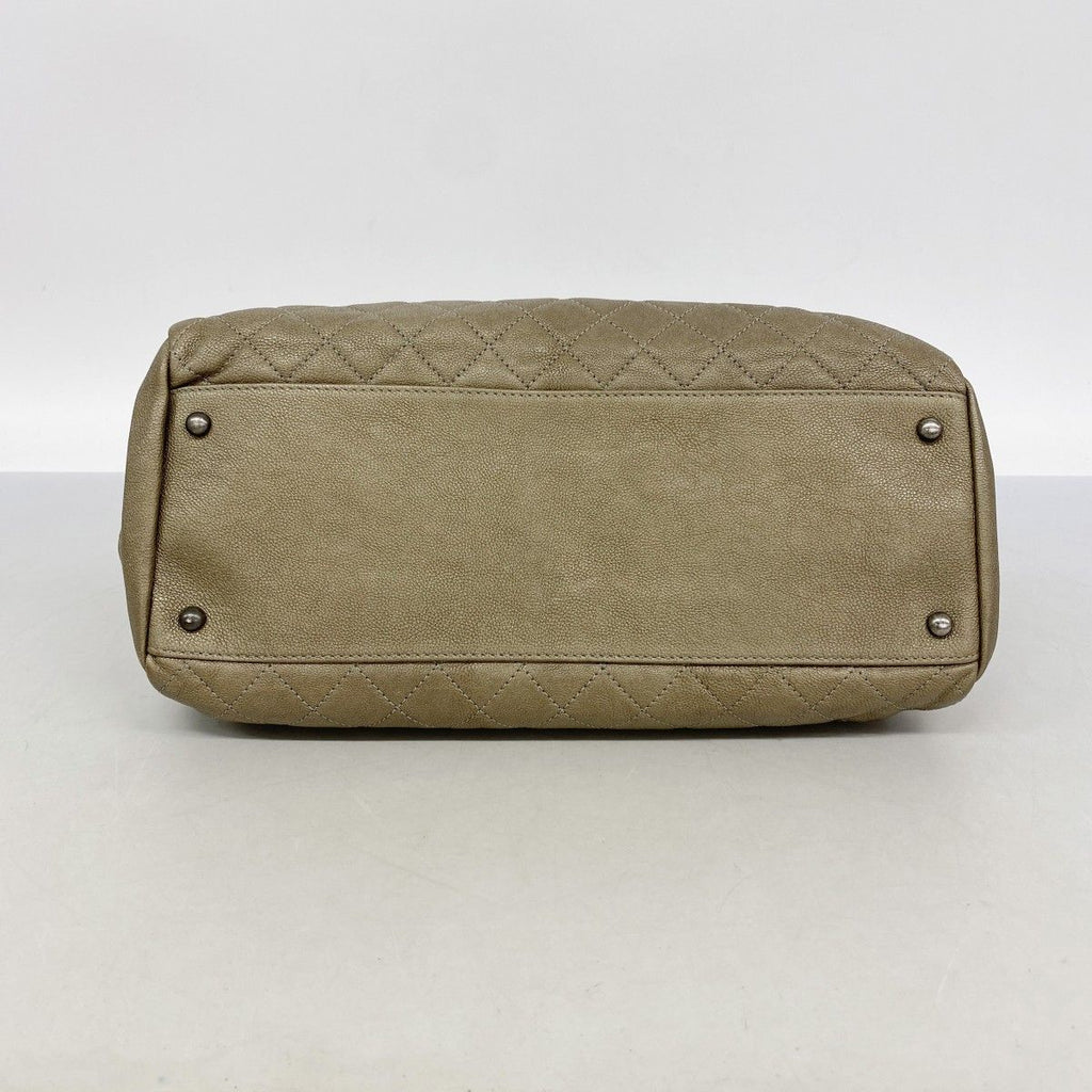 Chanel Shoulder Bag Quilted Caviar Leather Brown Silver — view 3