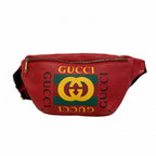 Gucci Waist Bag Leather Red Gold