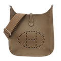 Hermes Shoulder Bag Taurillon Clemence Etoupe Silver