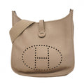 Hermes Shoulder Bag Taurillon Clemence Gray Silver