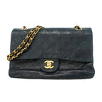 Chanel Shoulder Bag Quilted Lambskin Black Gold