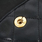 Chanel Shoulder Bag Quilted Lambskin Black Gold — view 6