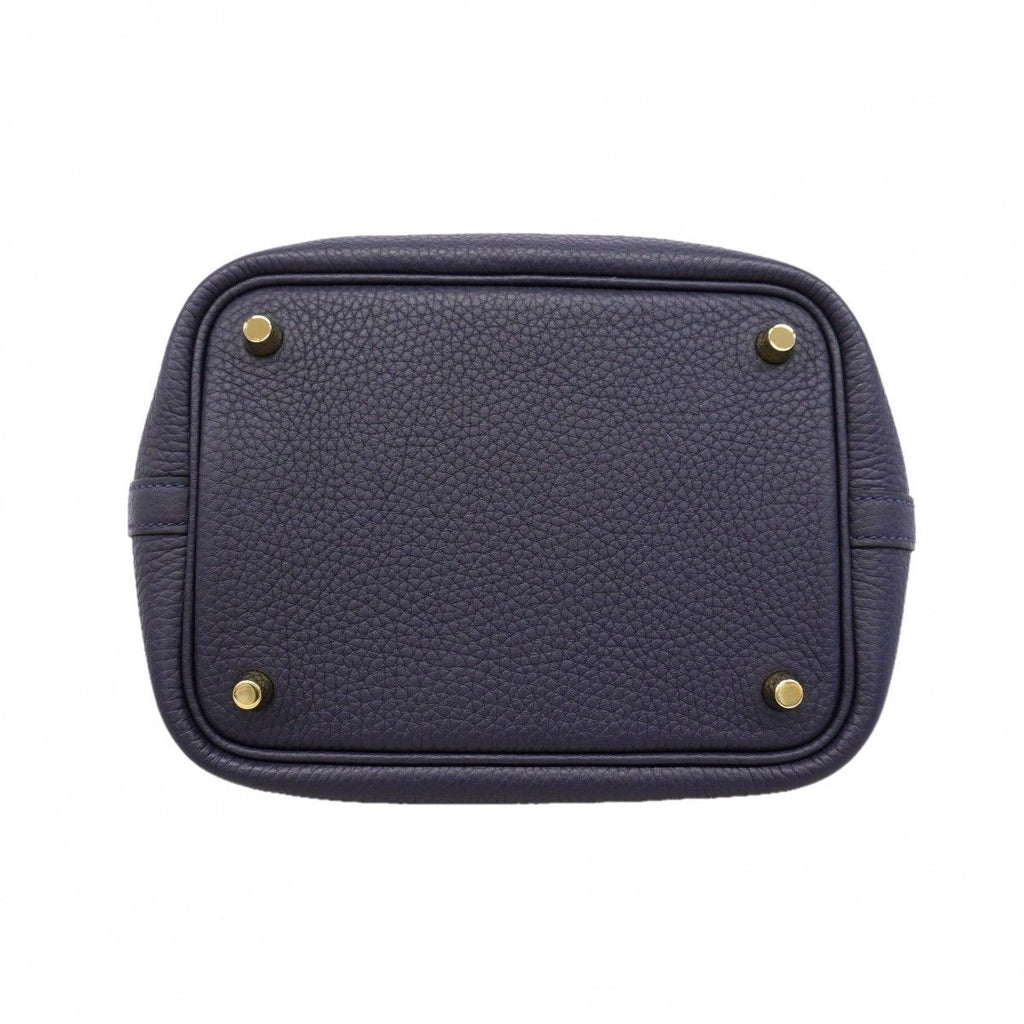 Hermes Handbag Picotin Lock PM Taurillon Clemence Blue Gold — view 3
