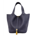 Hermes Handbag Picotin Lock PM Taurillon Clemence Blue Gold