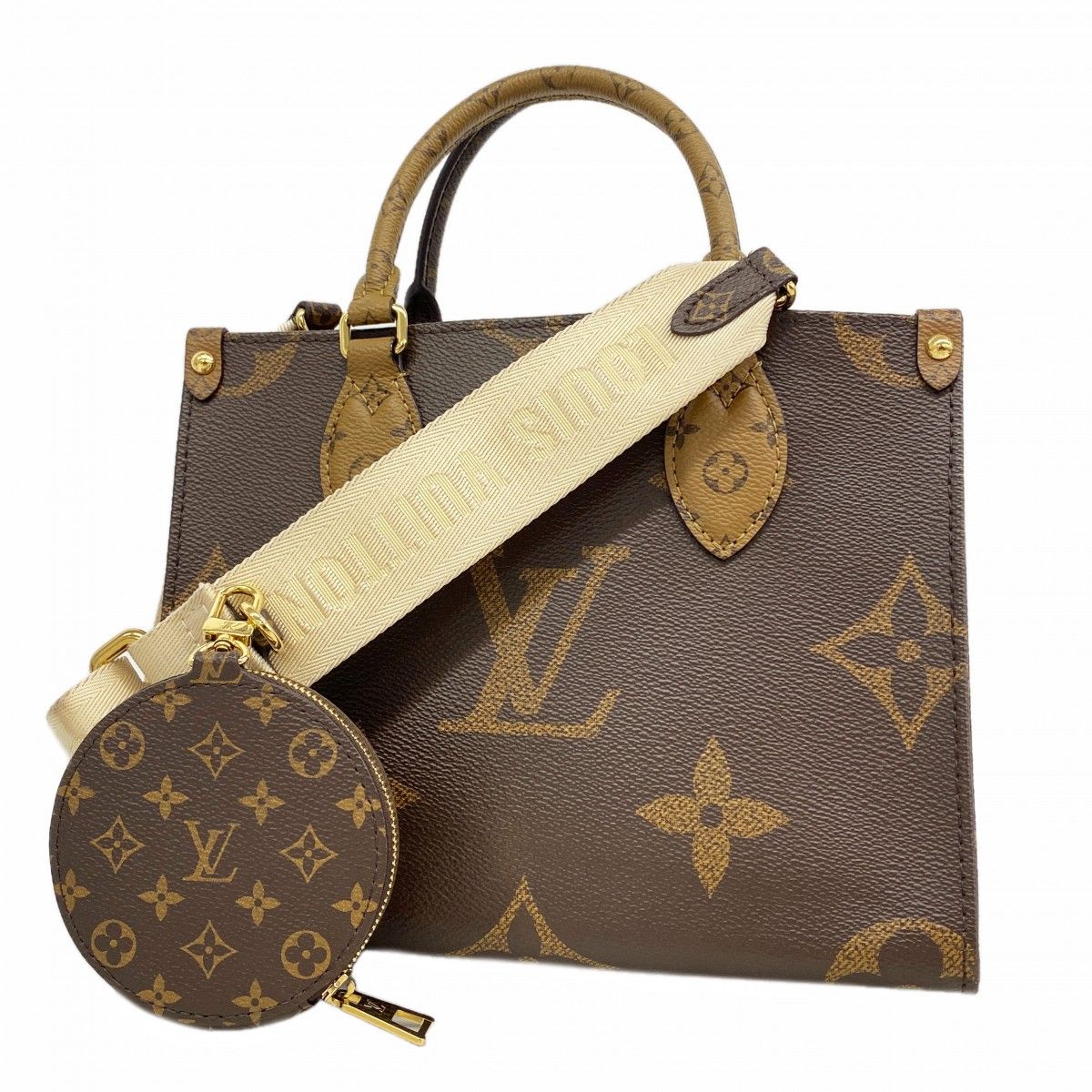 Louis Vuitton Handbag Monogram Giant Reverse On The Go PM Brown 2-Way