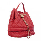Chanel Handbag Quilted Caviar Leather Red Chien Panning Gold 2-Way — view 2