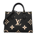 Louis Vuitton Handbag Monogram Empreinte Bicolor On The Go PM Black Beige 2-Way