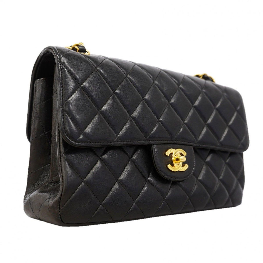 Chanel Shoulder Bag Quilted Double Face Lambskin Black Gold — view 2