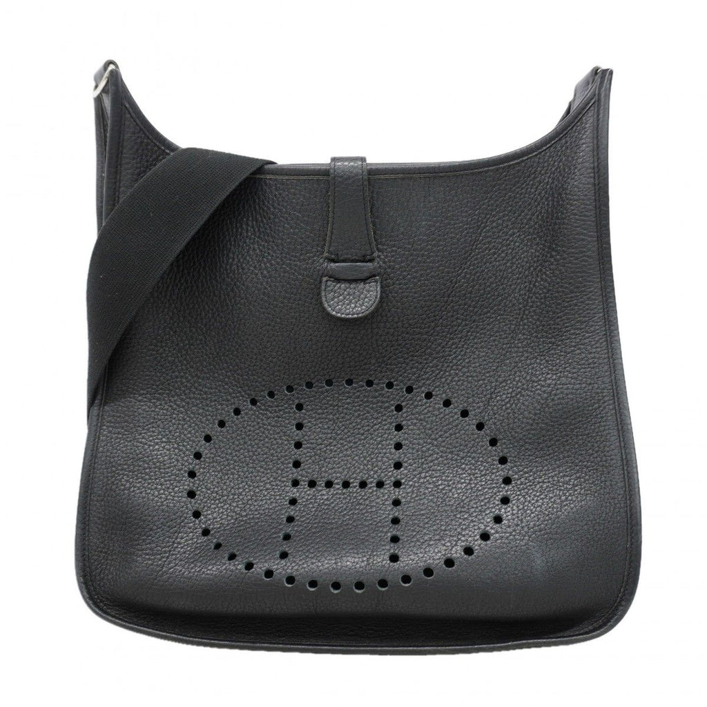 Hermes Shoulder Bag Taurillon Clemence Black Silver