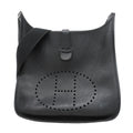 Hermes Shoulder Bag Taurillon Clemence Black Silver