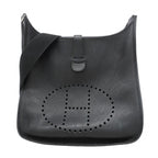 Hermes Shoulder Bag Taurillon Clemence Black Silver