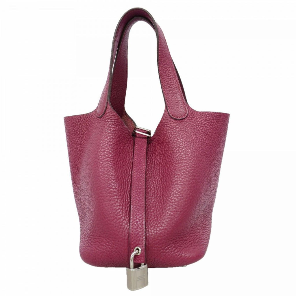 Hermes Handbag Picotin Lock PM Taurillon Clemence Tosca Silver