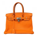 Hermes Handbag Birkin 30 Togo Orange Silver