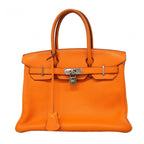 Hermes Handbag Birkin 30 Togo Orange Silver
