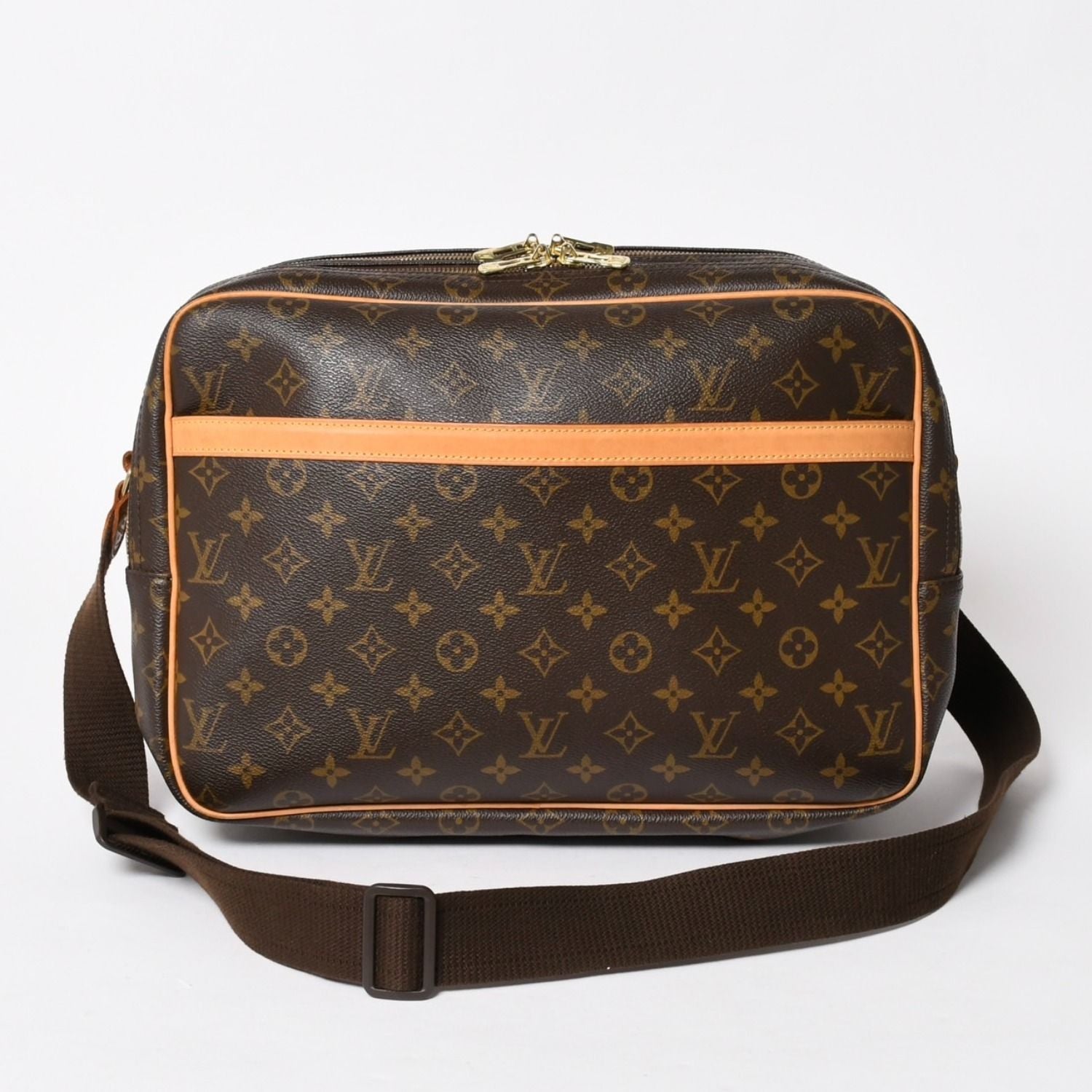 Louis Vuitton Reporter GM Shoulder Bag Monogram Canvas Brown Gold