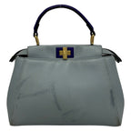 Fendi Handbag Peekaboo Iconic Small Selleria Light Blue Leather — view 3