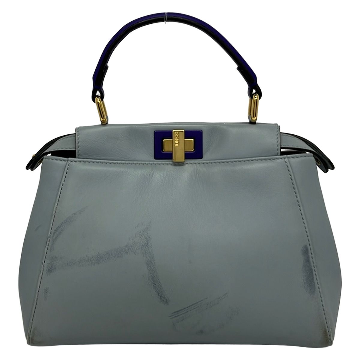 Fendi Handbag Peekaboo Iconic Small Selleria Light Blue Leather — view 3