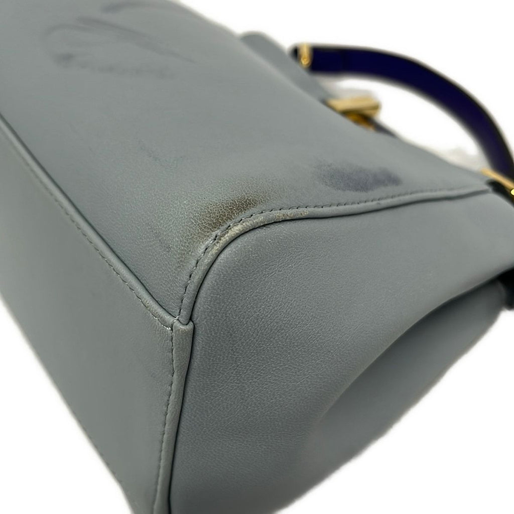 Fendi Handbag Peekaboo Iconic Small Selleria Light Blue Leather — view 6