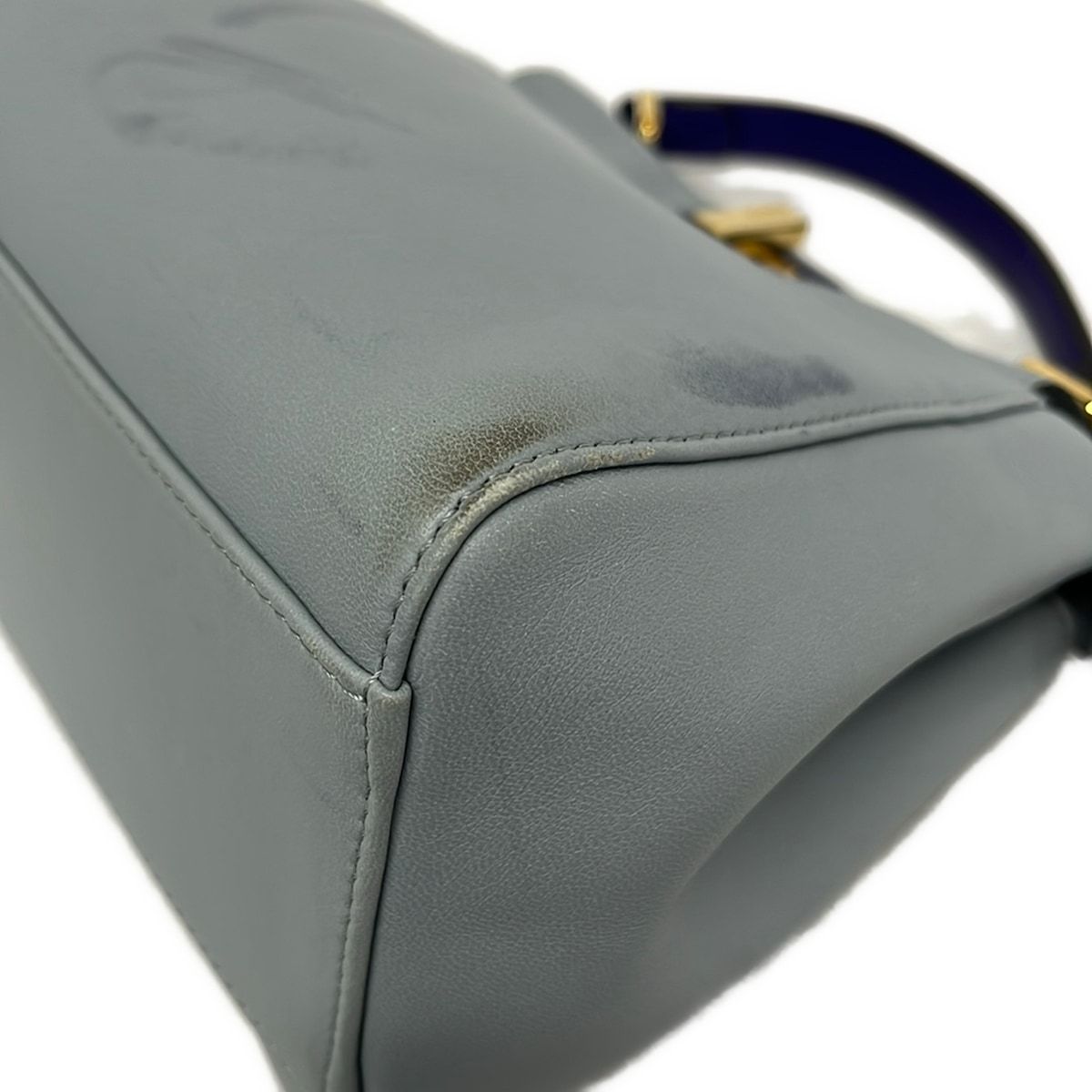 Fendi Handbag Peekaboo Iconic Small Selleria Light Blue Leather — view 6
