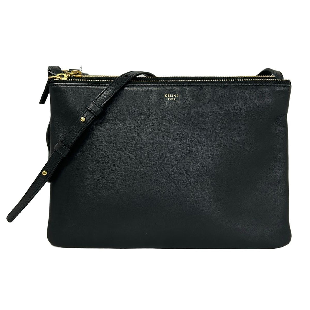 Celine Shoulder Bag Trio Large Black Leather