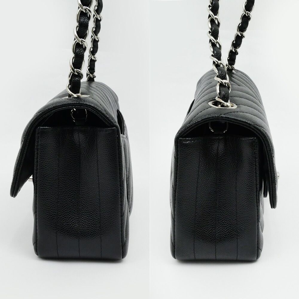 Chanel Chezblanc Stitch Mini 20 Chain Shoulder Bag Black Silver Caviar Leather — view 2