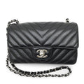 Chanel Chezblanc Stitch Mini 20 Chain Shoulder Bag Black Silver Caviar Leather