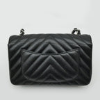 Chanel Chezblanc Stitch Mini 20 Chain Shoulder Bag Black Silver Caviar Leather — view 8