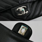 Chanel Chezblanc Stitch Mini 20 Chain Shoulder Bag Black Silver Caviar Leather — view 7