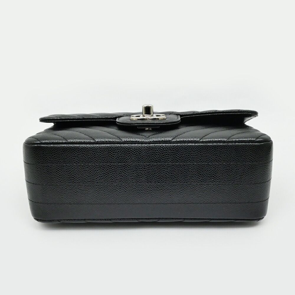 Chanel Chezblanc Stitch Mini 20 Chain Shoulder Bag Black Silver Caviar Leather — view 3