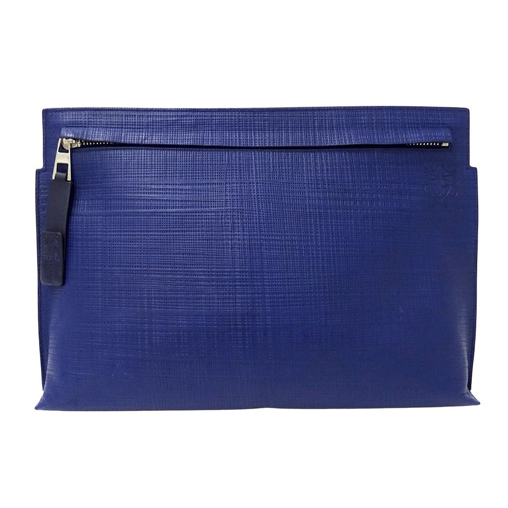 Loewe Clutch Anagram T Pouch Leather Navy Blue