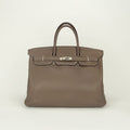 Hermes Birkin 40 Tote Taurillon Clemence Etoupe Gray Silver