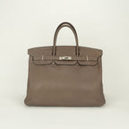 Hermes Birkin 40 Tote Taurillon Clemence Etoupe Gray Silver