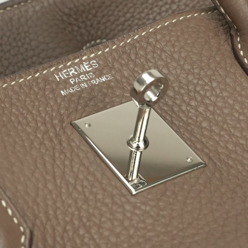 Hermes Birkin 40 Tote Taurillon Clemence Etoupe Gray Silver — view 8