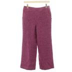 Chanel Vintage Tweed Flare Pants CC Logo Wool Blend 38 Pink Purple