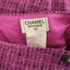 Chanel Vintage Tweed Flare Pants CC Logo Wool Blend 38 Pink Purple — view 5