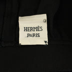 Hermes Rayon Silk 1 Tuck Wide Pants Trousers Easy Blend 34 Black DF YT — view 3