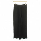 Hermes Rayon Silk 1 Tuck Wide Pants Trousers Easy Blend 34 Black DF YT — view 2