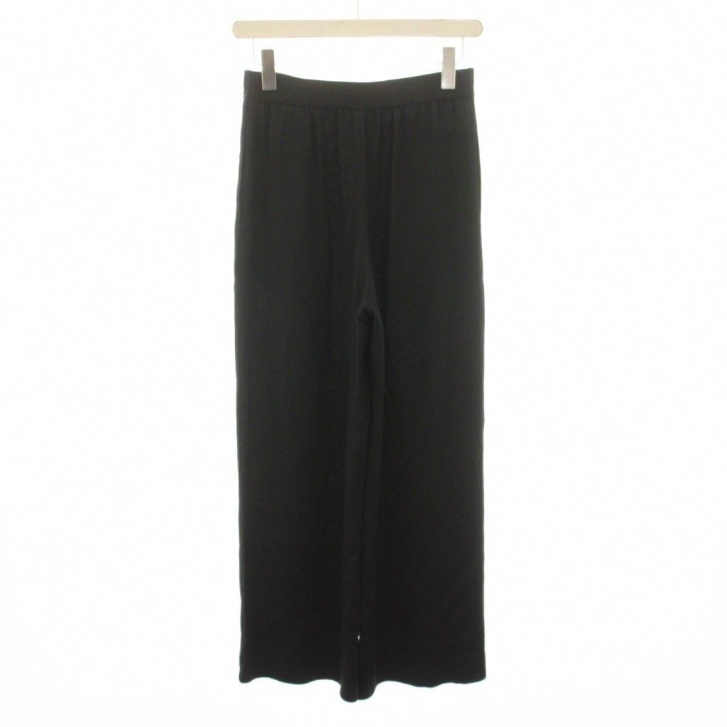 Hermes Rayon Silk 1 Tuck Wide Pants Trousers Easy Blend 34 Black DF YT — view 2