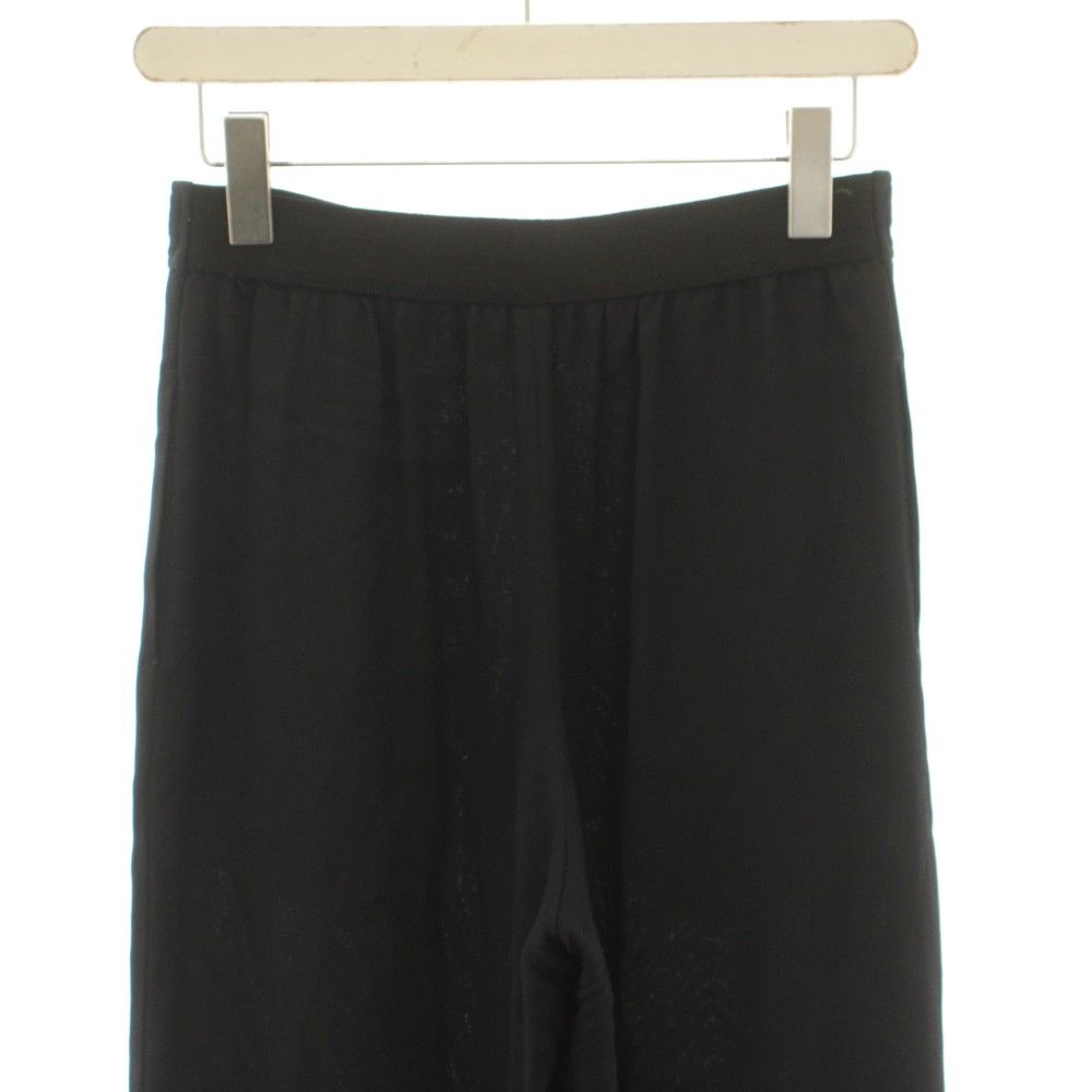 Hermes Rayon Silk 1 Tuck Wide Pants Trousers Easy Blend 34 Black DF YT — view 5