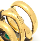 Gucci Tiger Head Double Wrap Ring Aging Gold Finish Metal Green Swarovski — view 6
