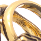 Gucci Tiger Head Double Wrap Ring Aging Gold Finish Metal Green Swarovski — view 5