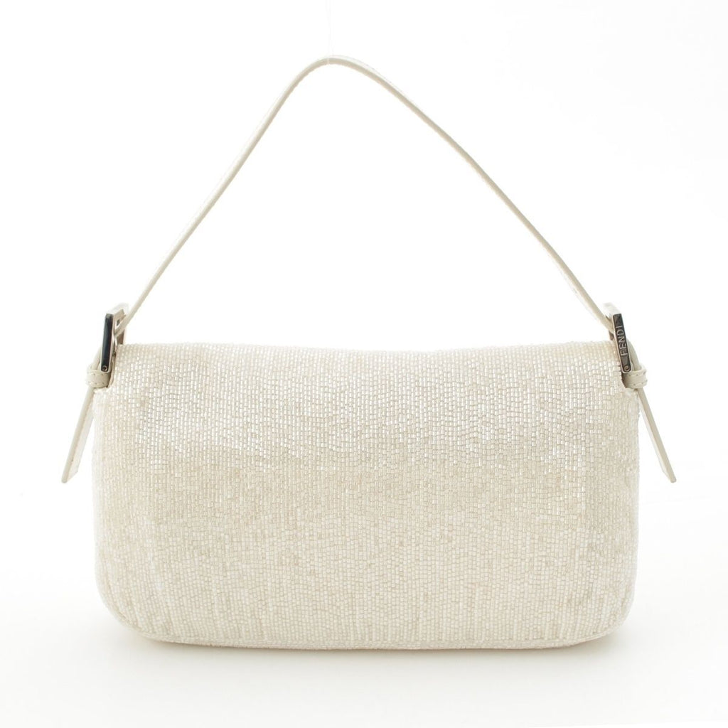 Fendi Beads Mamma Baguette FF Shoulder Bag White — view 4