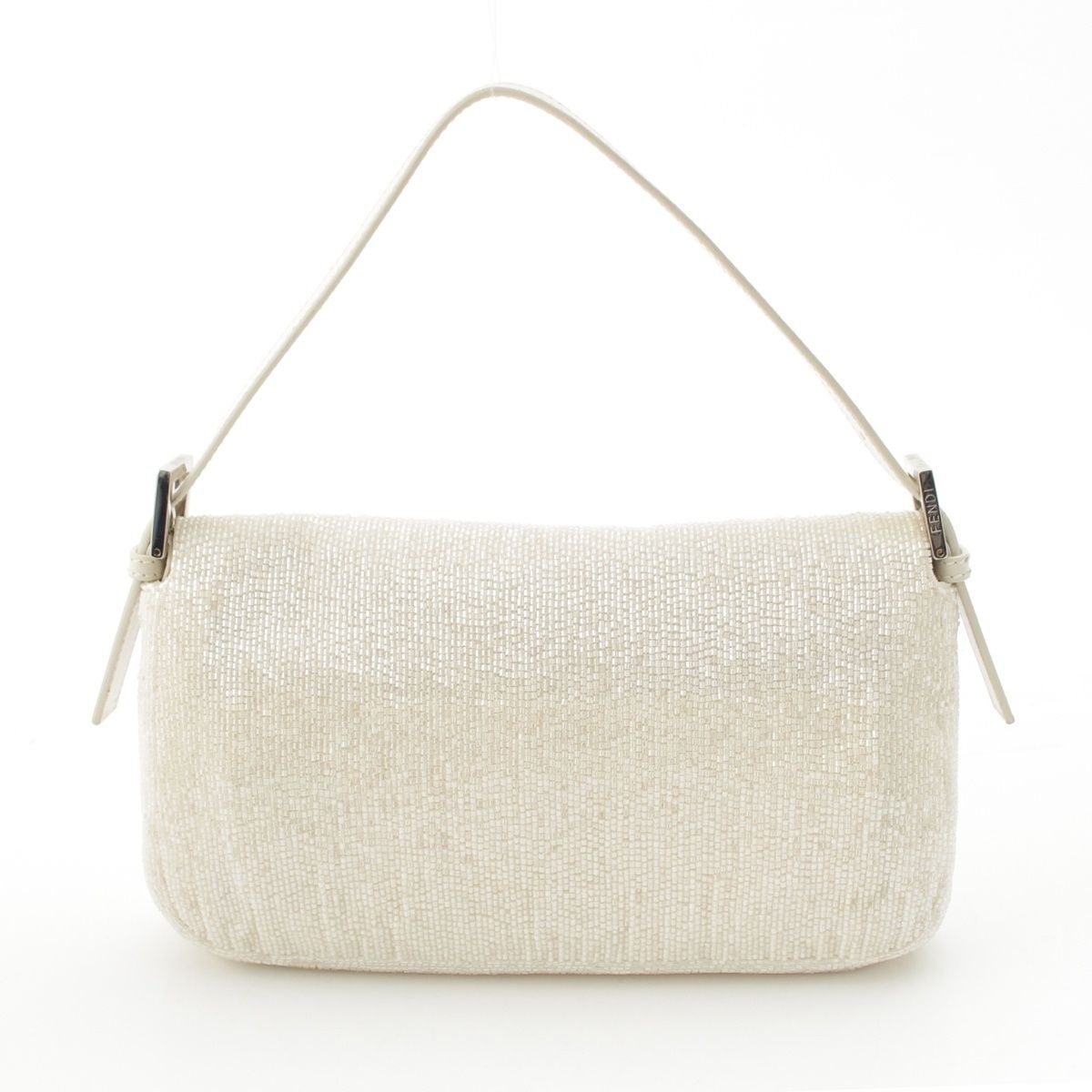 Fendi Beads Mamma Baguette FF Shoulder Bag White — view 4