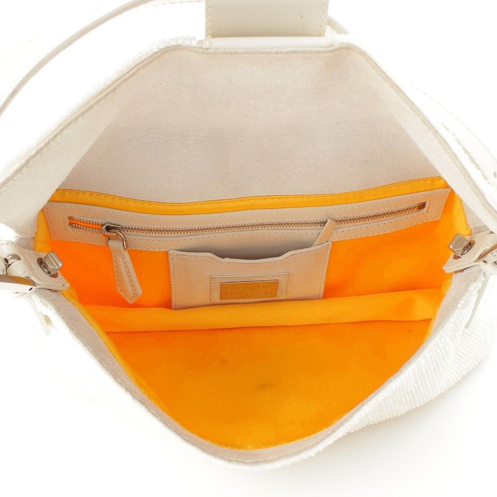 Fendi Beads Mamma Baguette FF Shoulder Bag White — view 6