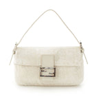 Fendi Beads Mamma Baguette FF Shoulder Bag White
