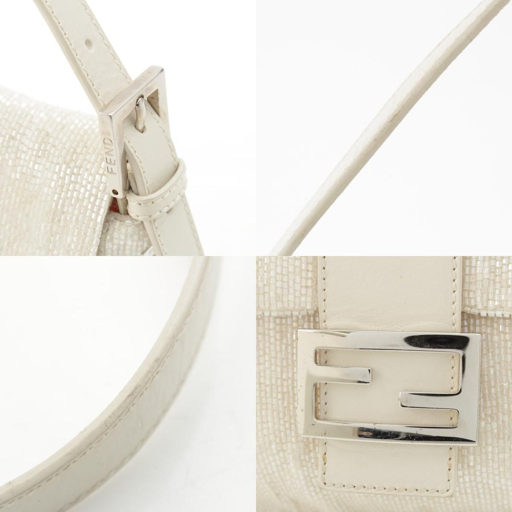 Fendi Beads Mamma Baguette FF Shoulder Bag White — view 8
