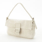 Fendi Beads Mamma Baguette FF Shoulder Bag White — view 2