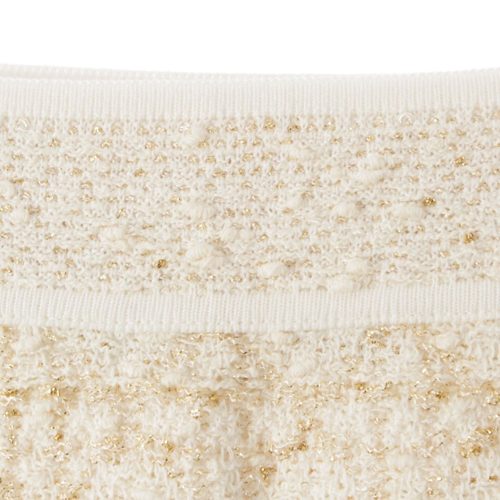Dior Cotton Tweed Macro Cannage Long Skirt White Gold 34 — view 4