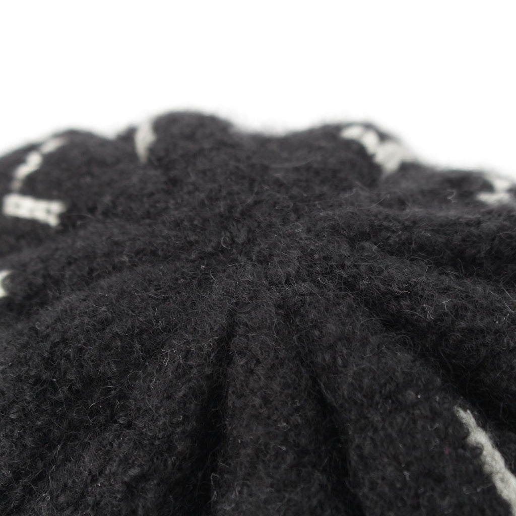 Chanel Logo Knit Cap Beanie Hat Black White — view 6