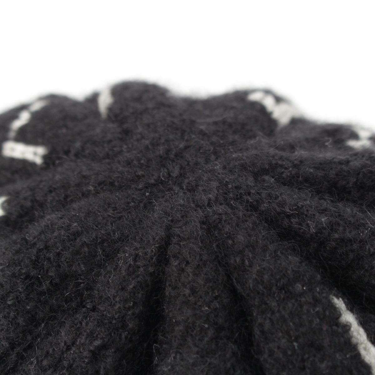 Chanel Logo Knit Cap Beanie Hat Black White — view 6
